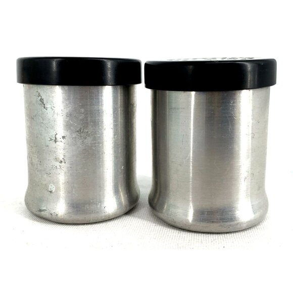 Turner Specialty Aluminum Salt & Pepper Shaker Black Lids 2.25" MCM - Picture 9 of 11